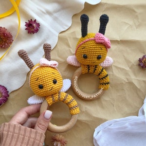 3-in-1 Crochet Rattle pattern: Amigurumi Bee, Ladybug, Daisy Flower Summer Bundle Digital PDF 1889 image 10