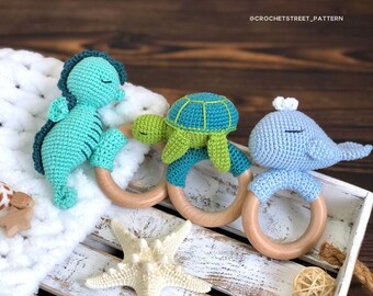 Crochet Pattern EBOOK: Whale Turtle Seahorse, Unique Gift, Sea Creatures Lovers Gift, Baby Coming Gifts Personalized