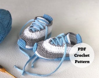 PATRÓN DE CROCHET: zapatitos de bebé - zapatillas deportivas de 3 a 6 meses, patrón de crochet para bebé recién nacido niño, básicos para recién nacido, patrón de patucos de crochet