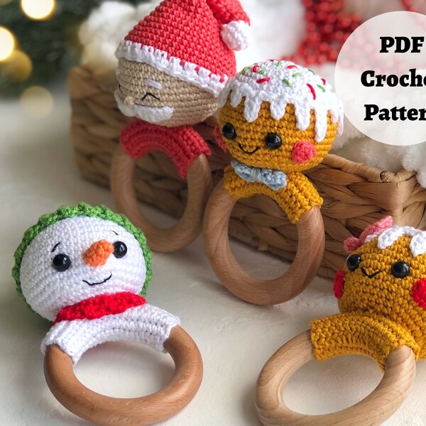 Baby's First Xmas Crochet Pattern: Sensory Toys Snowman, Santa, Gingerbread - Ideal for Newborn Onesie Christmas Outfit - Unique Baby Gift