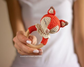MOTIF AU CROCHET Lucy Fox, cadeau de baby shower, cadeau personnalisé nouveau-né, cadeau pour les amoureux de renard