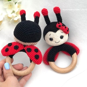 Ladybug Rattle Crochet Pattern PATTERN ONLY: Crochet Ladybug Nana Baby Rattle | Baby Rattle Crochet ...