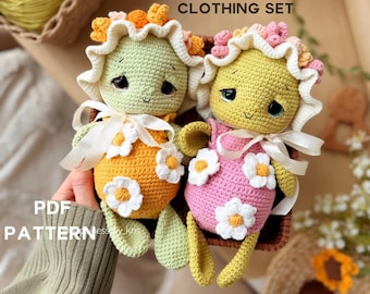 Crochet Turtle Outfit Pattern PDF, Spring Turtle Clothes Crochet Pattern, Floral Turtle Outfit, Amigurumi Clothing Pattern, Doll Clothes PDF