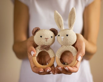 Lot 2 EN 1 MOTIFS AU CROCHET | Jouets éducatifs pour bébés | Cadeaux uniques pour les bébés de 0 à 12 mois | Modèles au crochet Cadeaux pour bébés