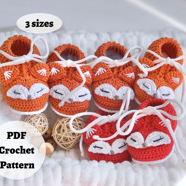 Crochet baby fox booties, Crochet baby patterns, Crochet baby booties PDF, Ideal for Baby Shower or Cadeau Naissance Gift