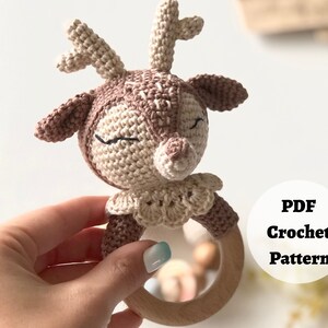 Newborn Baby Rattles, Deer Animal Rattles for Baby Personalized Gift, Infant Rattles for Custom Name Gifts DEER CROCHET PATTERN image 6