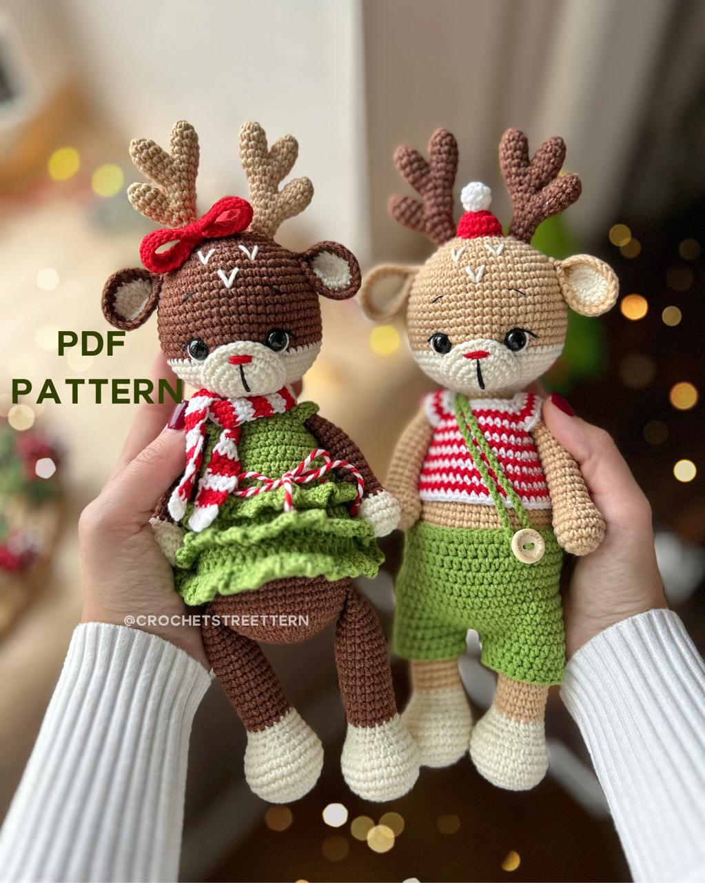 Haakpatroon Rudolph's Snuggle, haakpatroon Red Nosez Reindeer, amigurumi-hert knuffelmaat, haakpatronen kerstrendier