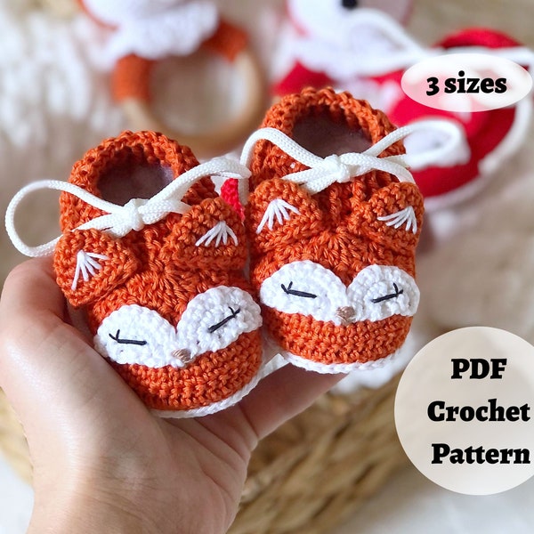 Crochet baby fox booties, Crochet baby patterns, Crochet baby booties PDF, Ideal for Baby Shower or Cadeau Naissance Gift