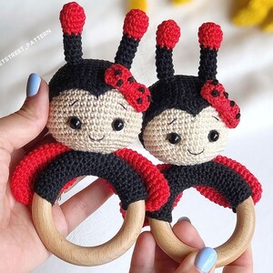 Ladybug Rattle Crochet Pattern PATTERN ONLY: Crochet Ladybug Nana Baby Rattle | Baby Rattle Crochet ...