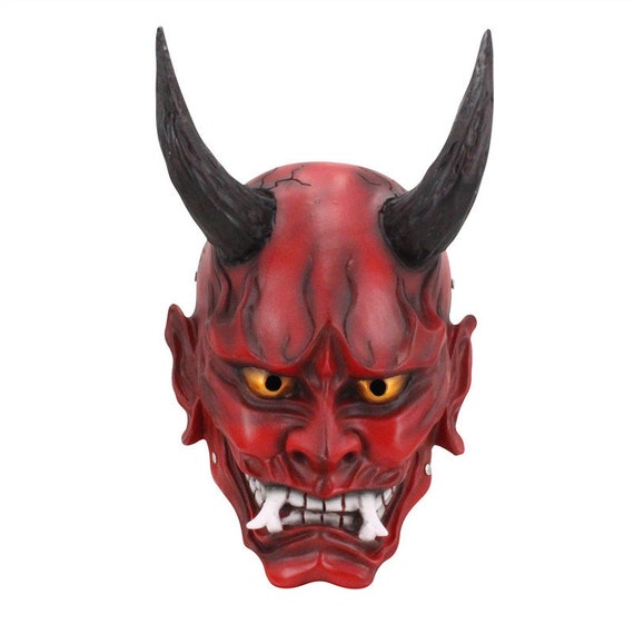 Halloween Japanese Anime Half Face Mask Latex Cosplay Kabuki Samurai Devil  Props