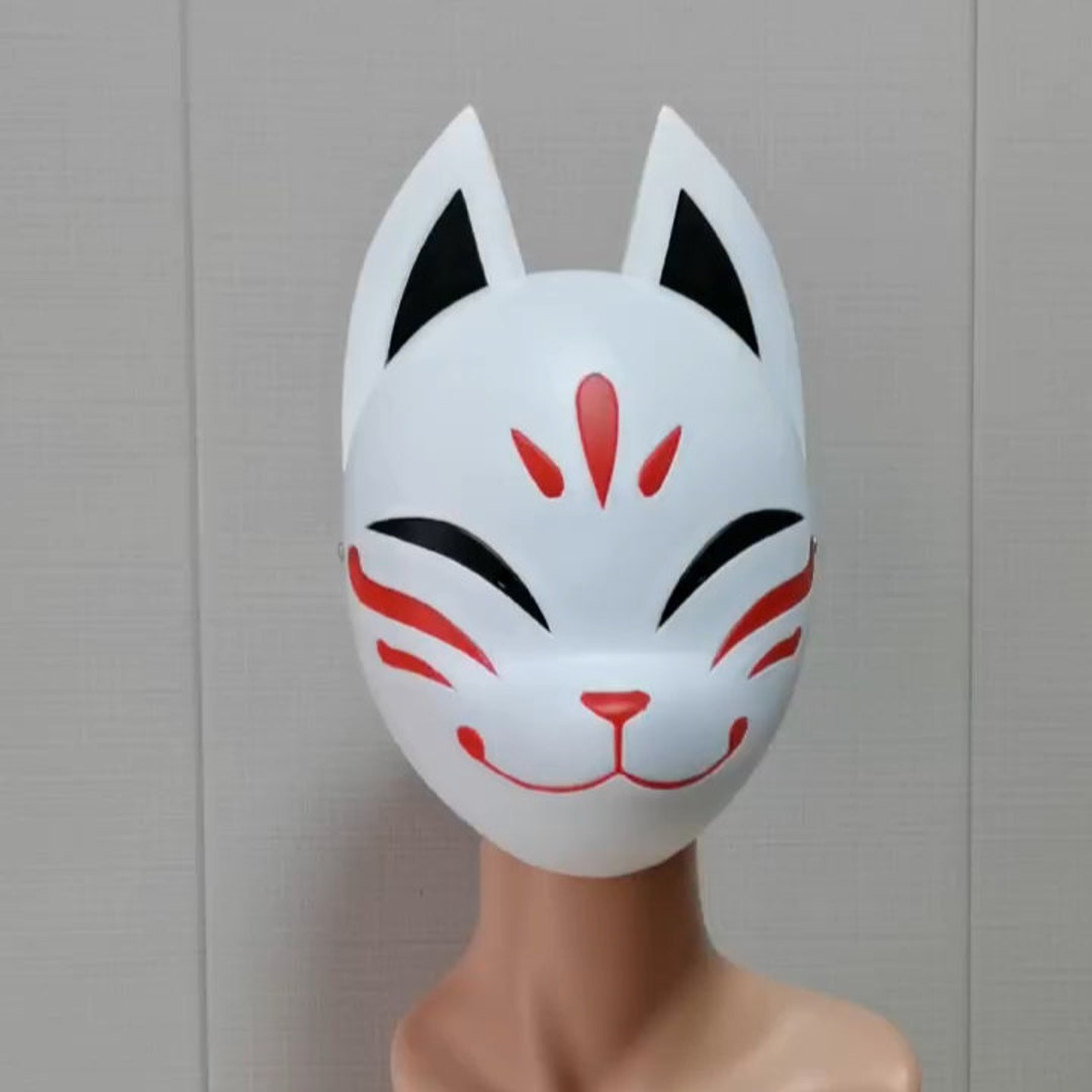 Kitsune Mask,white Full Face Fox Mask,japanese Fox Mask,hand Made Painted  Resin Mask 