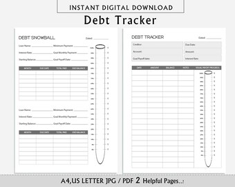 Ausdruckbarer Beschuldungs-Tracker - Beschuldungs-Zahlungsbuchstabe - Tilgungsanzeige - A4 - US Letter PDF
