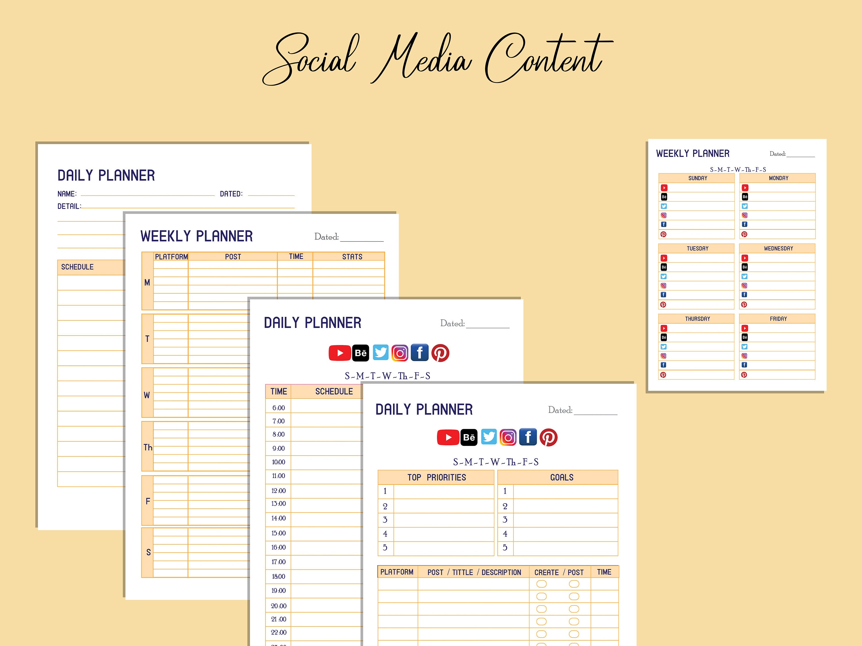 Printable Social Media Planner, Facebook Tracker, Instagram Planner ...