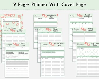 Printable Social media planner, Facebook tracker, Instagram planner followers, Social Media Digital Planner, Content Digital Planner