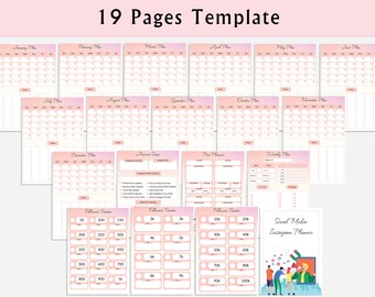 Printable Social media planner, Facebook tracker, Instagram planner followers, Social Media Digital Planner, Content Digital Planner
