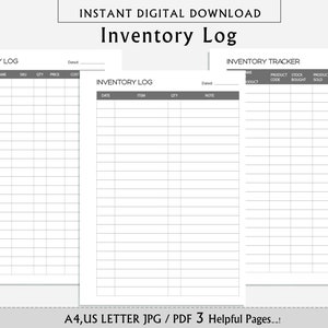 Printable Inventory tracking sheet,business planner, inventory log, product inventory, Inventory Template, Inventory sheet, A4 A5 US letter