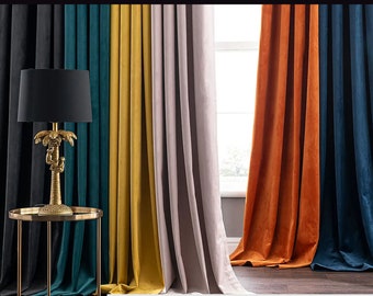 Pair of Blackout Velvet Curtains Solid Soft Grommet Curtains Thermal Insulated Room Darkening Curtains/Drapes/Panels for Living Room Bedroom