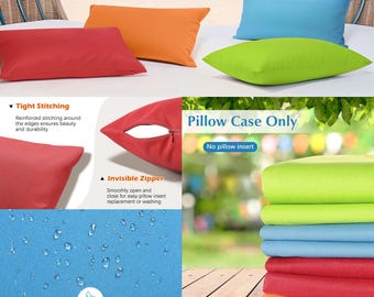 Waterproof Outdoor Throw Pillow Cover Solid PU Coating Throw Pillow Case UV Protection Garden Cushion Cover for Patio Sofa Couch Balcony
