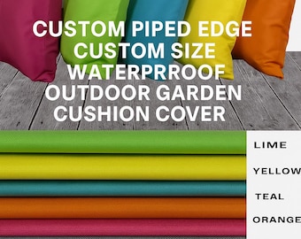 Capas de almofada de luxo para áreas externas | Tamanhos e cores personalizados com debrum | Decoração resistente às intempéries para pátios e jardins
