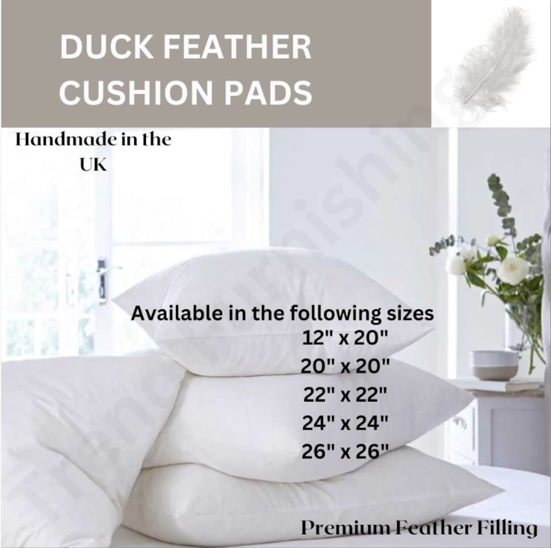 Duck Feather Cushions Pads Inners Inserts Hotel Quality Cushion Fillers  Scatter Sizes 12x20