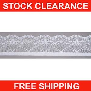 Elegant 3.5cm Wide Floral Nottingham Lace Trim - Vintage-Style Flat Lace Trimming for Crafting & Sewing