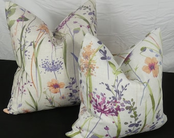 Hampshire Floral Watercolour Cushions 18&quot; 20&quot; 22&quot; 24&quot; cushion cover - Handmade in the UK!!