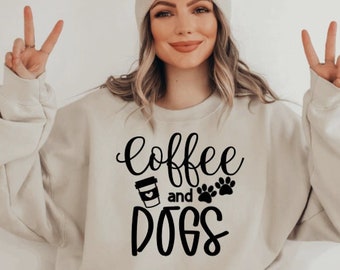 Coffee and Dogs Sweatshirt | Dog Mom Sweatshirt | Fur Mama Sweatshirt | Iced Coffee  | Coffee Lover Sweatshirt | Crewneck Sweatshirt