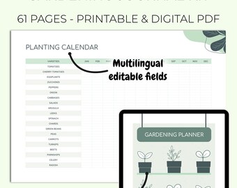 Printable, editable and reusable garden planner kit, garden journal