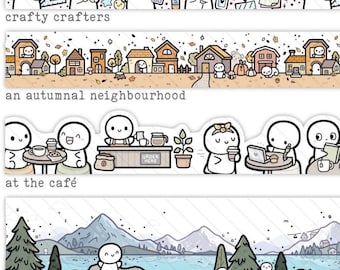 TCMC Washi Samples 12", June 2025 Pre-Order Event, An Autumnal Neighborhood, Crafty Crafters, At the Cafe Die-Cut, Emoti in British Columbia