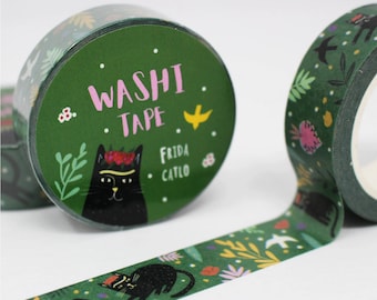 Frida Catlo cat themed washi sample | Niaski Artist Series Washi Tape 19"