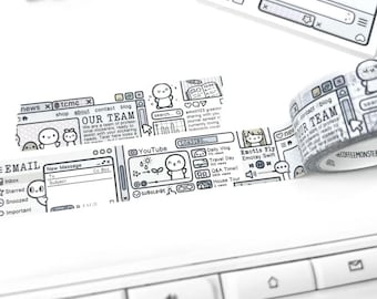 TheCoffeeMonsterzCo Internet Surfing Washi Tape Sample | TCMC 2026 Birthday | 12 Inch Planner Washi Sample | 20mm