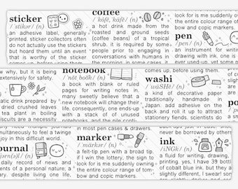 TCMC Questionable Dictionary Washi Sample | TheCoffeeMonsterzCo 12 Inch Washi | Stationery Planner Washi | Hobonichi Journal Supplies