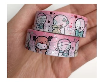 Washi de TCMC, emoticones navideños, muestra de 30 cm. Washi de TheCoffeeMonsterzCo, Washi de emoticones de The Coffee Monsterz, Washi raro de TCMC HTF, Washi festivo.