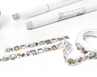 TCMC Autumn Doodles Washi Sample, 12" Washi Sample, The CoffeeMonsterzCo, Emoti Washi, Autumn Washi, Journal Washi, Cute Planner Washi
