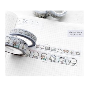 Muestra de papel washi TCMC de 12", papel washi TCM Sleep Time Emotis, papel washi Sleepy Doodles, TheCoffeeMonsterzCo., papel washi TCM de 12", The Coffee Monsterz