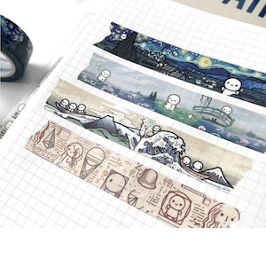 Muestras washi de TCMC de 12", Edición limitada de artistas maestros washi de TCMC, Van Gogh, DaVinci, Hokusai y Monet, TheCoffeeMonsterzCo Emotis