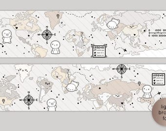TCMC Around The World 3.0 Washi Sample | TheCoffeeMonsterzCo 12 Inch Washi | Travel Map Washi Tape | Hobonichi Journal Planner