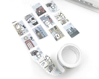 TCMC London Stamps, Planning Time 3.0 Limited Edition; Washi Tape Samples 12";  TheCoffeeMonsterzCo; Emoti Plannertime V3; Blue Plannertime