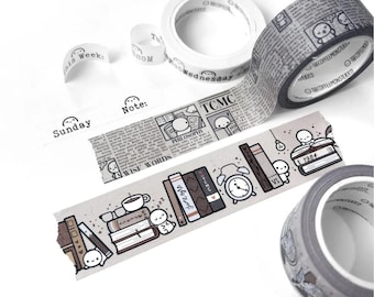 TCMC Classic Literature washi samples 12", Ltd. Ed. TCMC Subscription Q4; Typewriter Days of Week, Manuscript, Classic Bookshelf, Book Nerds