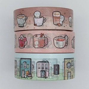 TCMC washi samples 12", The Coffee Monsterz Co., Emoti washi tape samples, Coffee Time washi, Tea Time washi, Planner washi