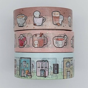 TCMC washi samples 12, The Coffee Monsterz Co., Emoti washi tape samples, Coffee Time washi, Tea Time washi, Planner washi Bundle all 3