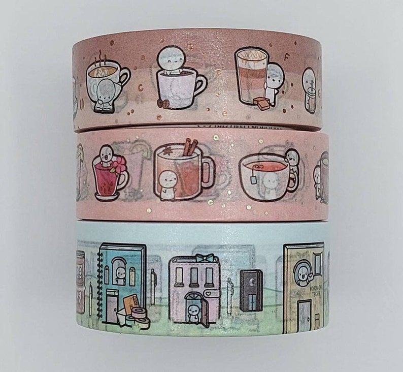 TCMC washi samples 12, The Coffee Monsterz Co., Emoti washi tape samples, Coffee Time washi, Tea Time washi, Planner washi Bundle all 3