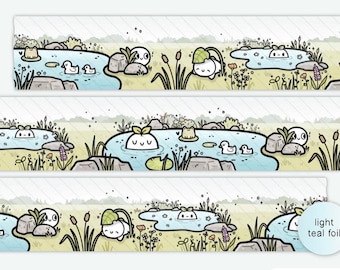 TCMC Pondering Pond Washi Sample | TheCoffeeMonsterzCo 12 Inch Washi | Cute Nature Pond Planner Washi | Hobonichi Journal Supplies