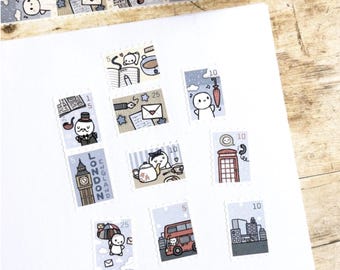 TCMC London Stamps, Planning Time 3.0 Limited Edition; Washi Tape Samples 12";  TheCoffeeMonsterzCo; Emoti Plannertime V3; Blue Plannertime