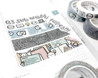 TCMC Discovery Subscription washi samples 12", Ltd. Ed. TCMC Sub Q3; Nerdy Notes, Classroom Chalkboard, Sparkly Space, Nerdy Emoti Heads