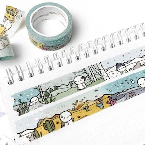 Muestras washi de 12" de TCMC, The Coffee Monsterz Co., cinta washi Emoti de 12", The Four Biomes Washi, Rare & HTF, muestras de TheCoffeeMonsterzCo