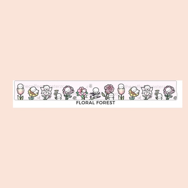 The Coffee Monsterz Co., TCMC washi sample 12", The Coffee Monsterz, Floral Forest Washi, TCM Washi, washi tape samples, cute washi sample,