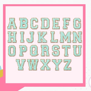 Parche de letras Chenille Varsity de alta calidad, parche de letras Chenille azul, parches de letras Glitter Varsity, parches con respaldo adhesivo