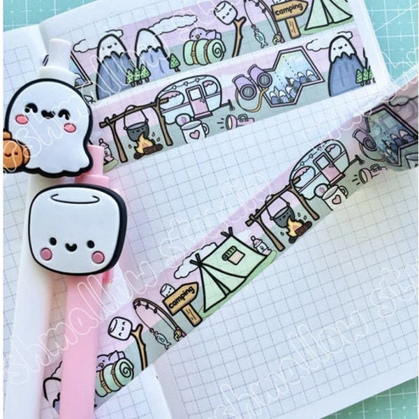 The Marshmallow Studio Washi Tape Sample 12", Happy Camper Washi Sample, Camping Washi, Mallow Washi