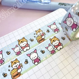 Muestra de cinta washi de The Marshmallow Studio de 12", muestra de washi Forever Friends, washi de Cocoa Pooh y Cocoa Piglet, washi de Mallow